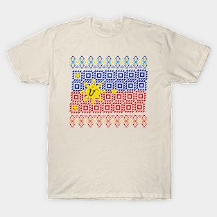 Phil.Flag Art Pattern / Baybayin word 'PI' (Pilipinas) T-Shirt